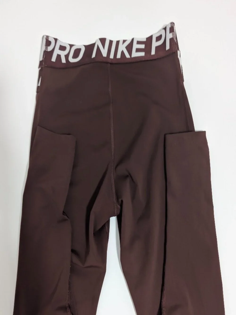 Nike Pro Womens Small Brown Leggings Athletic Branded Waistband Exc Con